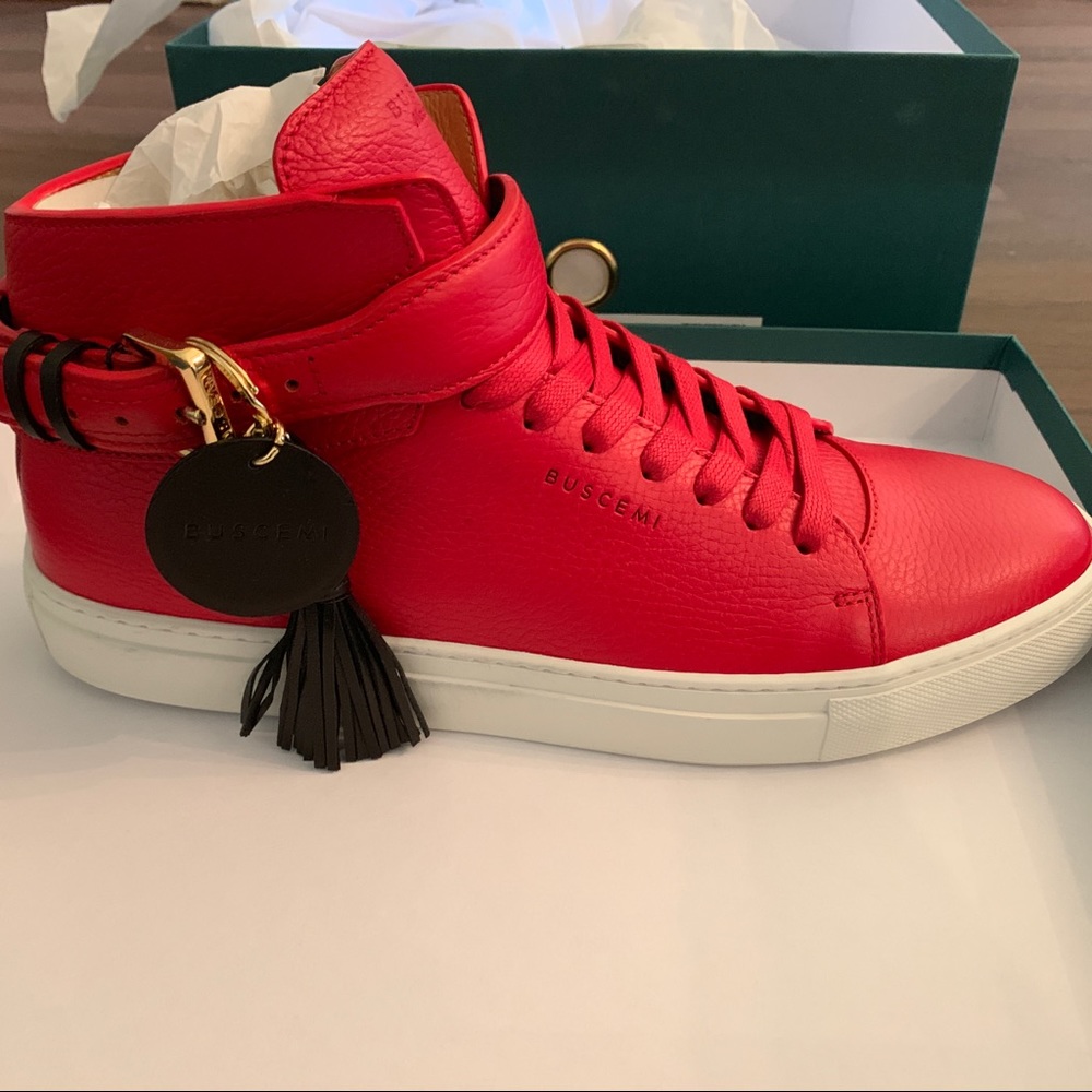 BUSCEMI 100MM TASSLE RED LEATHER SNEAKERS